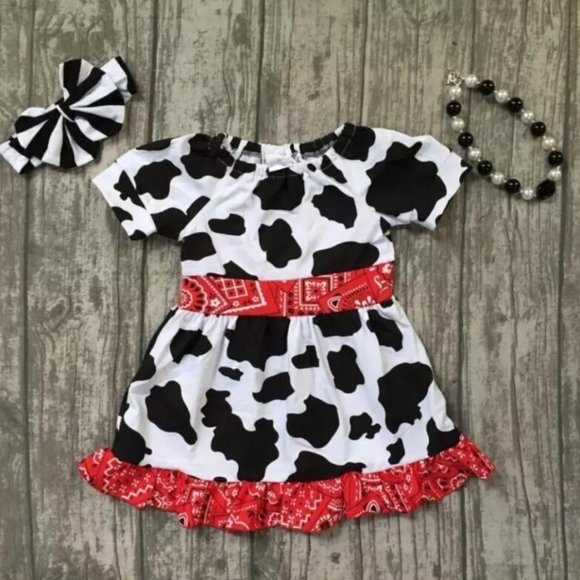 Girls Cow print dress  (NEW) - Picture 1 of 1